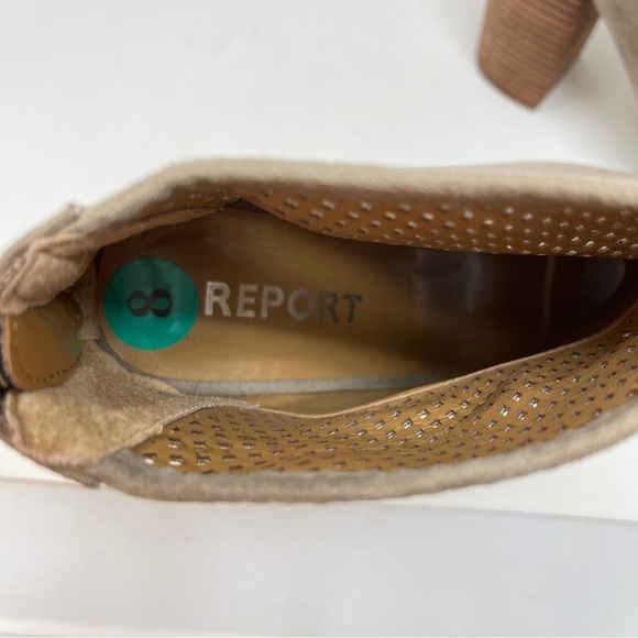 Report Barnack Grey Stacked Heeled Open Toe Cut Out Ankle‎ Boot - Picture 9 of 9